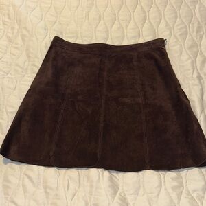 Zara Chocolate Suede Brown Skater Skirt